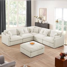 Amazon.com: Olodumare L Shaped Modular Sectional Sofa Set with Ottoman, Free Combination Deep Seat Sofa with Down Feathers Filled,10 Pillows, 6-Seats Oversized Corner Sofa for Living Room Furniture,Chenille Beige : Home & Kitchen Sofas With Ottomans, White Corner Sofa Living Room, Top Rated Sectional Sofas, Small Corner Sectional Sofa, Sectional Couch Living Room Layout, Corner Sectional Living Room, Best Sectionals For Families, Farmhouse Sectional Sofa, Two Sofas Facing Each Other