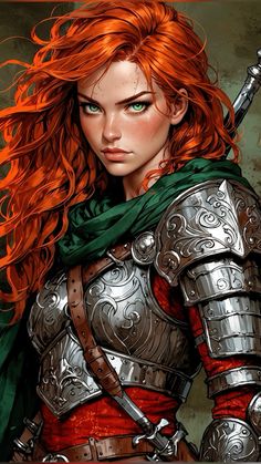 Fire Paladin, Aasimar Barbarian, Female Greek Warrior, Redhead Character Art, Female Fighter Art, Elf Monk Female Dnd, Dnd Female Fighter, Elf Warrior Female, Dnd Human Woman