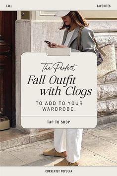 Step up your fall fashion game with clogs for women. This guide shows you how to pair clogs with the perfect fall outfits, including wide-leg jeans, cozy tees, and stylish outerwear for a complete look that's both comfy and trendy. Outfit With Clogs, Fall Clogs, Work Capsule, Minimalist Inspiration, Inexpensive Clothes, Capsule Wardrobe Work, Everyday Casual Outfits, Perfect Fall Outfit, Trendy Fall Outfits