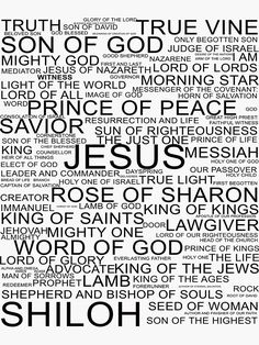 a black and white photo with words written in different languages, including the word jesus