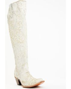 Corral Women's Glitter Overlay Tall Western Boots - Snip Toe, Beige/khaki Corral Boots Outfit, Western Wedding Boots, Corral Cowgirl Boots, Snip Toe Cowgirl Boots, Tall Cowgirl Boots, Tall Western Boots, Cowboy Boots Square Toe, Tall Western Boot, Glitter Overlay