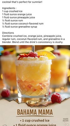 the recipe for this tropical drink is shown