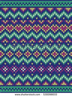 an abstract knitted pattern in blue, pink and green