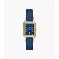 This 23mm Raquel features a blue satin dial, three-hand date movement and navy croco LiteHide™ leather strap. Fossil leather products support responsible manufacturing via the Leather Working Group. Fossil Watches Women, Minimalist Watch, Blue Watches, Fossil Watch, Rose Gold Watches, Three Hands, Classic Watches, Leather Products, Wallet Accessories