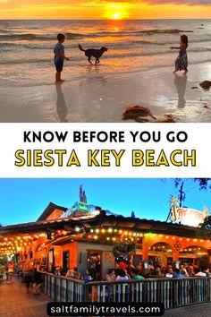 two pictures with the words, know before you go siesta key beach in front of