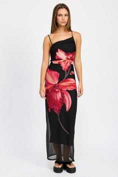 Be the showstopper in our Juliette Maxi Dress! The bold black floral print paired with a trendy one shoulder detail and adjustable straps will make you stand out. The asymmetrical neckline and mesh overlay add an extra touch of glamour. Details + Fit 95% Polyester | 5% Spandex Runs True to Size Hand Wash Cold Hang Dry Asymmetrical Neckline Adjustable Shoulder Straps One Shoulder Mesh Overlay Lined Floral Print Design Black | Multi | Printed Model is 5'8" and wearing a size Small Ruched Maxi Dress, Floral Print Design, Maxi Dress Black, Bodycon Maxi Dresses, Asymmetrical Neckline, Black Floral Print, Floral Print Maxi Dress, Floral Print Maxi, Mesh Overlay