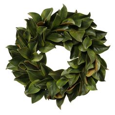 a green wreath with leaves on it