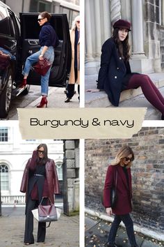 Dallas fashion blogger shares how to style burgundy for all and winter—burgundy and navy outfit inspiration Navy And Burgundy Outfits, Fall Outfits For Deep Winter, Burgundy And Navy Outfit Ideas, Color Analysis Winter Outfits, Wine Blazer Outfits For Women, Teal And Burgundy Outfit, Navy Blue And Burgundy Outfit, Navy And Maroon Outfit, Burgundy Fashion Outfits