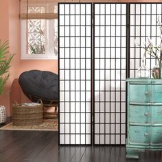 Whether you're creating a private changing space in the guest room or bringing a bit of Eastern style to your den, this Shoji-style room divider lets you find Feng shui in any environment. Crafted from wood and paper, this low-maintenance room divider is easy to install (a wobble-free base ensures it will stay in place) and clean (simply dust with a dry cloth). Whether you're leaning into a well-traveled look or just switching up your aesthetic, this room divider is sure to tie your look togethe Living Room And Bedroom Combo, Shoji Room Divider, 3 Panel Room Divider, Private Workspace, Folding Room Divider, Portable Room Dividers, 4 Panel Room Divider, Hanging Room Dividers, Folding Room Dividers