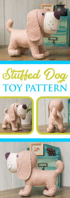 stuffed dog toy pattern with instructions to make it