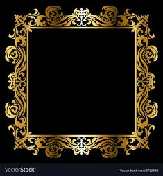 an ornate gold frame on a black background