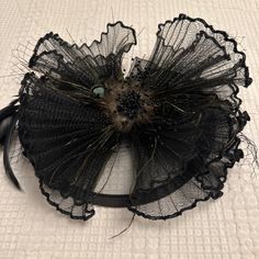 Beautiful And Elegant Black Fascinator. Perfect For A Kentucky Derby Event! Made Of Mesh And Organza. Floral Pattern. Clip Closure Wore Only Once. Elegant Black Fascinator For Party, Elegant Black Fascinator For Evening, Elegant Black Headpiece For Party, Elegant Black Evening Headpieces, Vintage Black Fascinator For Party, Black Headband Fascinator For Party, Black Fitted Fascinator For Evening, Fitted Black Fascinator For Evening, Black Party Headband