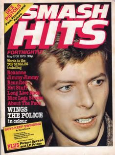 the cover of smash hits magazine with an image of a man's face on it