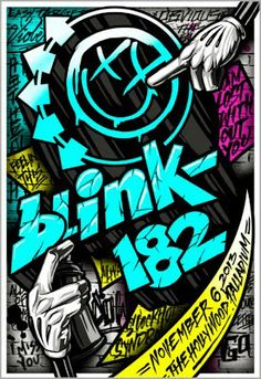 a poster with the words pink and blue on it