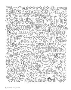 an adult coloring page with the words i love you