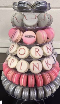 a stack of macaroons with the words born punk written on them