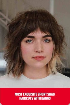 Short Shaggy Cut with Blonde Peekaboo Highlights and Bangs Layered Cut, Dramatic Style