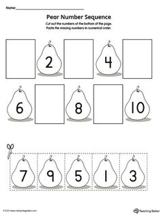 the number sequence worksheet for pear numbers