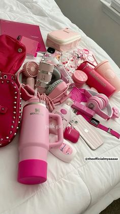 #explorepage #explore All Pink Gift Basket, Girly Goodie Bags, Pink And Girly Aesthetic, Pink Apple Products Aesthetic, Girly Rich Aesthetic, Pink Girly Lifestyle, Girly Hobbies Aesthetic, Girly Core Aesthetic, Pink Fall Vibes