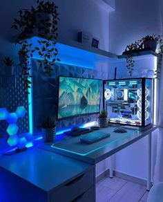 a computer desk with two monitors on it and the words how to make your dream gaming room rate out of 10 / 7?