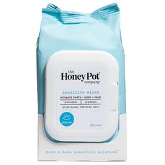 Plant-based herbal sensitive feminine wipes, feminine care, hygiene wipes, fragrance-free, clean, natural, pH balancing. Made in United States Honey Pot Wipes, Honey Pot Feminine Products, Heigene Products, Hygiene List, Deodorant Wipes, Track Bag, Windowless Bathroom, Scent Combos