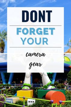 a sign that says don't forget your camera year in front of an amusement park