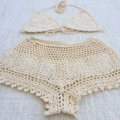 Lace Beach Shorts, Crochet Lingerie, Crochet Bathing Suits, Bikinis Crochet, Pretty Crochet, Crochet Pants, Crochet Swimwear, Crochet Short