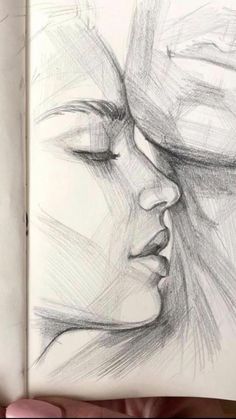 a drawing of a woman's face with her eyes closed