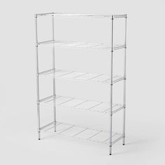 three tiered shelving unit with four shelves