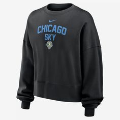 Made with our soft Phoenix Fleece, this Chicago Sky sweatshirt helps keep you warm and comfortable all season long. Our midweight brushed fleece feels extra soft on the inside and smooth on the outside, helping you stay cozy while keeping its structured shape. Wnba, Stay Cozy, Phoenix, Seattle, Nike Women, Las Vegas, Crew Neck Sweatshirt, Chicago, Crew Neck