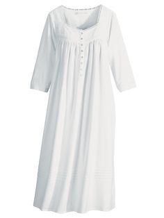 Eileen West Fairy Tale Flannel Nightgown Elegant Lace Nightgown For Home, Cotton Nightgown With Lace Trim For Wedding Night, Elegant Nightgown With Lace Trim For Home, Lace Gown For Daywear, Flannel Nightgown, Eileen West, Three Quarter Sleeves, Quarter Sleeve, Fairy Tale