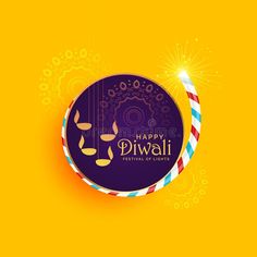 happy diwali with musical notes on yellow background