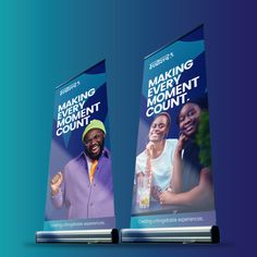 two roll up banners for making every movement count counts