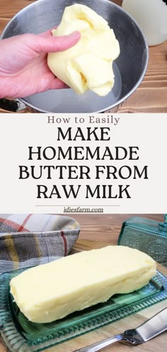 How To Make Easy Homemade Butter From Raw Milk Goat Milk Butter How To Make, Raw Dairy Recipes, Raw Butter Recipe, Simple Living Recipes, Homemade Butter With Milk, Making Butter From Milk, How To Make Butter From Milk, Fresh Milk Recipes, Homemade From Scratch Recipes