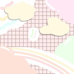 an abstract background with pastel colors and clouds in the sky, on top of a grid pattern