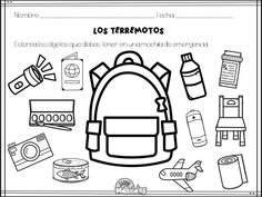 the back to school coloring page for children with backpacks and other things on it