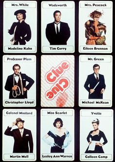 the cast of clue on broadway is shown in this poster