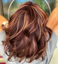 Auburn Hair Color With Caramel Highlights, Carmel And Copper Highlights Brunettes, Dark Auburn And Blonde Hair, Brown Hair With Red And Blonde Highlights, Burgundy With Highlights, Brown Hair Red Highlights, Auburn Hair With Highlights, Colors For 2024, Short Hair Back