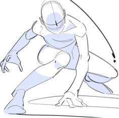 a drawing of a man kneeling down with his arm extended