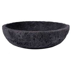 a black stone bowl on a white background