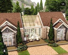 Cool Houses Sims 4, Sims 4 Cottage Mansion, Bloxburger House, Houses In Sims 4, The Sims 4 House Layout, Sims House Plans Layout, Sims Build Inspiration, Sims 4 One Story House, Cute House Layout