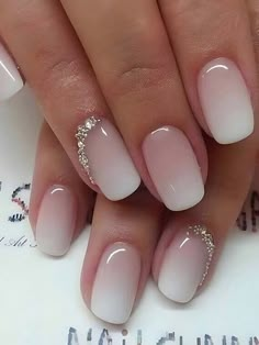 Upgrade Your Look 24pcs Short Square Gradient Minimalist Sexy Design Full Cover False Nails, For Women And Girls Press On Nails Supplies | SHEIN UK French Manicure Acrylic Nails, Her Nails, Wedding Nails Design, Super Nails, Bridal Nails, Ombre Nails, Wedding Nails, Trendy Nails