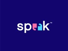 the spek logo on a blue background with white and pink letters that spell it's