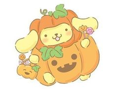 an animal with pumpkins on it's back