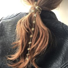 Lelet NY via Instagram Gold Hair Accessories Aesthetic, Starry Hair Accessories, Celestial Hair Accessories, Astrology Hair Accessories, Moon Hair Accessories Gold, 2 Braids Hairstyles, Kim Kardashian Hair, Knot, Side Hairstyles