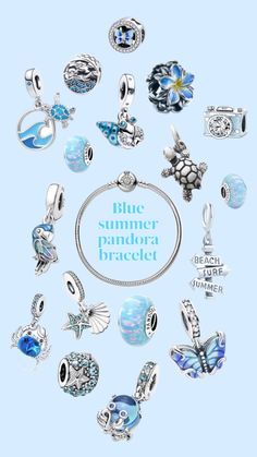 Silver Aesthetic, Girly Bracelets, Pandora Inspiration, Aesthetic Shuffles, Pandora Collection, Pandora Blue