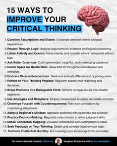 a poster with the words, 15 ways to improve your criticalal thinking