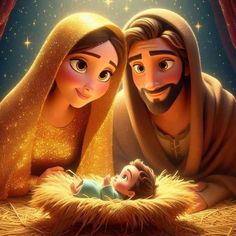 the birth of jesus is depicted in this animated scene