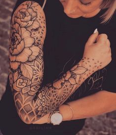 Mandela Tattoo, Arm Sleeve Tattoos For Women, Monster Tattoo, Feminine Tattoo Sleeves, Floral Tattoo Sleeve, Forearm Tattoo Women, Leg Tattoos Women, Tatuaje A Color, Arm Sleeve Tattoos