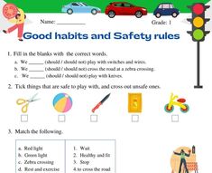 a worksheet with words and pictures for safety rules